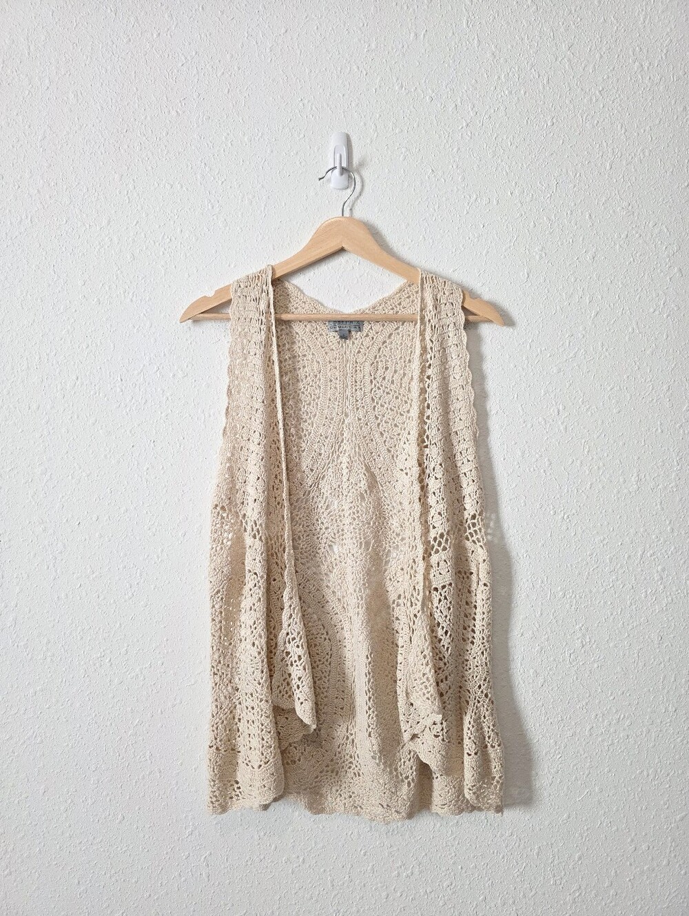 Crochet Knit Open Front Top S